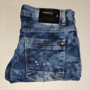 Y2K Copper Rivet Embroidered Straight Leg Jeans Men's Size 34x32 Grunge Graffiti